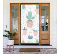 ZSUUGJ Rideau de porte réutilisable motif cactus pour décoration intérieure et extérieure, facile à accrocher pour les fêtes, les anniversaires et les vacances