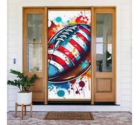 ZSUUGJ Rideau de porte réutilisable motif football pour intérieur et extérieur, facile à accrocher, décoration de porte d'entrée pour fêtes, anniversaires et vacances