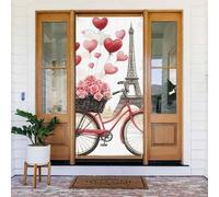ZSUUGJ Rideau de porte réutilisable Motif Tour de Paris Love Paris Café Pour décoration intérieure et extérieure Facile à accrocher Décoration de porte d'entrée pour fêtes, anniversaires et vacances