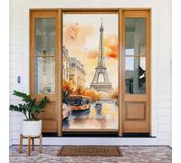 ZSUUGJ Rideau de porte réutilisable pour décoration intérieure et extérieure Motif tour de Paris Facile à accrocher Décoration de porte d'entrée pour fêtes, anniversaires et vacances