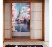 ZSUUGJ Rideau de porte romantique Paris Tour Eiffel en tissu doux et élégant, séparateur de pièce pour l'intimité et blocage de la lumière, idéal pour le salon, la chambre à coucher, la cuisine, le