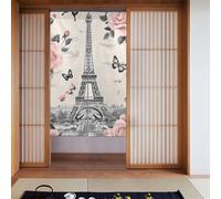 ZSUUGJ Rideau de porte vintage Paris Tour Eiffel en tissu doux et élégant, séparateur de pièce pour l'intimité et blocage de la lumière, idéal pour le salon, la chambre à coucher, la cuisine, le