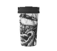 ZSUUGJ Sea Ship and Octopus - Tasse de voyage portable en acier inoxydable - Gobelet isotherme pour boissons chaudes et froides avec couvercle anti-fuite, tasse à café pour le bureau, la voiture et