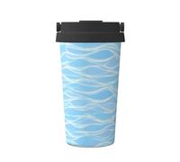 ZSUUGJ Sea Waves - Tasse de voyage portable en acier inoxydable - Gobelet isotherme pour boissons chaudes et froides avec couvercle anti-fuite, tasse à café adaptée aux navetteurs pour le bureau, la