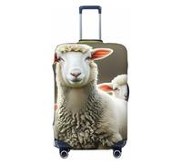 ZSUUGJ Sheep Family Closeup Housse de protection de bagage élastique anti-poussière et résistante aux rayures Convient aux valises de 45,7 à 81,3 cm, Noir , M