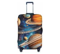 ZSUUGJ Solar System Planets Housse de protection élastique pour bagages, anti-poussière et résistante aux rayures, convient aux valises de 45,7 à 81,3 cm, Noir , S