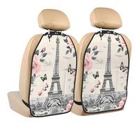 ZSUUGJ Tapis de protection de siège de voiture vintage Paris Tour Eiffel durable Anti-coup de pied pour voitures, camions et SUV, facile à installer et à nettoyer