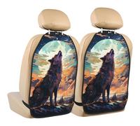 ZSUUGJ The Wolf Growls Protection de siège de voiture durable Anti-coup de pied Tapis imperméable pour voitures, camions et SUV, facile à installer et à nettoyer