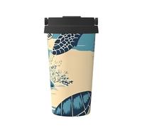 ZSUUGJ Vintage Ocean Sea Turtles Tasse de voyage portable en acier inoxydable - Gobelet isotherme pour boissons chaudes et froides avec couvercle anti-fuite, tasse à café pour le bureau, la voiture et
