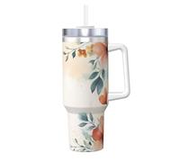 ZSUUGJ Watercolor Wreath Gobelet isotherme en acier inoxydable avec poignée - Tasse de voyage avec couvercle pour boissons chaudes et froides - Convient pour la maison, le bureau et la voiture - 1200