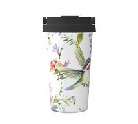 ZSUUGJ Wild Exotic Birds and Flowers Tasse de voyage portable en acier inoxydable - Gobelet isotherme pour boissons chaudes et froides avec couvercle anti-fuite, tasse à café pour le bureau, la