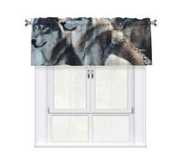 ZSUUGJ Wolf Pack Rideaux de cuisine style café pour petites fenêtres - Panneaux de rideaux lavables et légers pour salle de bain, buanderie et décoration d'intérieur