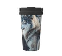 ZSUUGJ Wolf Pack - Tasse de voyage portable en acier inoxydable - Gobelet isotherme pour boissons chaudes et froides avec couvercle anti-fuite, tasse à café adaptée aux navetteurs pour bureau, voiture