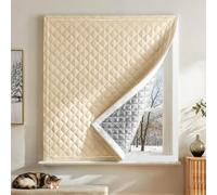 ZSWXF Rideau Isolant Thermique pour Fenêtre, Store d'hiver Retenant La Chaleur, Fixation sans Perçage par Bande Auto-Adhésive (Velcro), Isolant Réutilisable Et Anti-Courants d'air,Beige,100x100cm