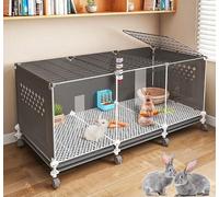 ZSXZCBDQ Cage À Lapin D'intérieur, Cage À Lapin De Luxe, Cage À Cobaye, Façade Transparente,(Black,105 * 45 * 45cm)