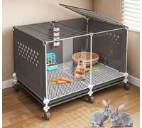 ZSXZCBDQ Cage À Lapin D'intérieur, Cage À Lapin De Luxe, Cage À Cobaye, Façade Transparente,(Black,70 * 45 * 45cm)