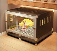 ZSXZCBDQ Cage À Lapin Transparente Moulée par Injection avec Plateau Coulissant, Cage À Lapin D'intérieur pour Petits Animaux,(Black,70 * 45 * 45cm)