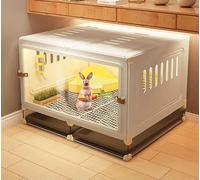 ZSXZCBDQ Cage À Lapin Transparente Moulée par Injection avec Plateau Coulissant, Cage À Lapin D'intérieur pour Petits Animaux,(White,70 * 45 * 45cm)