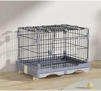 ZSXZCBDQ Cage pour Chat, Cage Intérieure pour Lapins, Niche pour Animaux De Compagnie avec Deux Plateaux De Nettoyage Et Roues(Grey,82 * 57 * 65cm)