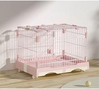 ZSXZCBDQ Cage pour Chat, Cage Intérieure pour Lapins, Niche pour Animaux De Compagnie avec Deux Plateaux De Nettoyage Et Roues(Pink,99 * 62 * 70cm)