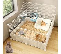 ZSXZCBDQ Clapier À Lapin D'intérieur Bricolage, Clôture De Jardin en Fil Métallique Portable Intérieure Et Extérieure, Grand Espace Sportif(White,74 * 74 * 39cm)