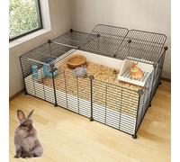 ZSXZCBDQ Clapier À Lapin D'intérieur Bricolage, Clôture De Jardin en Fil Métallique Portable Intérieure Et Extérieure, Grand Espace Sportif(Black,109 * 74 * 39cm)