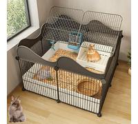 ZSXZCBDQ Clapier À Lapin D'intérieur Bricolage, Clôture De Jardin en Fil Métallique Portable Intérieure Et Extérieure, Grand Espace Sportif(Black,74 * 74 * 49cm)