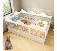 ZSXZCBDQ Clapier À Lapin D'intérieur Bricolage, Clôture De Jardin en Fil Métallique Portable Intérieure Et Extérieure, Grand Espace Sportif(White,109 * 74 * 49cm)