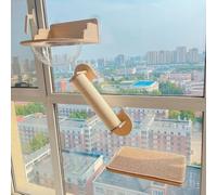 ZSXZCBDQ Etagere pour Chat avec Sisal et Capsule Spatiale - Étagères pour Chat, Tour d'escalade pour Maison et Chatterie, Installation À Ventouse Antidérapante(41 * 41 * 18/3)