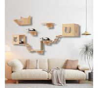 ZSXZCBDQ Etagere pour Chat, Étagères Murales en Bois pour Chats, Parcours Chats, Ensemble de Jeux avec Escaliers pour Chat, pour Maison Murale Intérieure(10pcs)