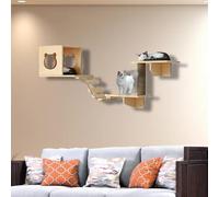 ZSXZCBDQ Mur d'escalade pour Chat, Ensemble de Meubles Muraux pour Chats, Étagères et Perchoirs Muraux pour Chats, Aire de Jeux pour Matou, Griffoir pour Matou(5pcs)