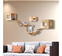 ZSXZCBDQ Mur d'escalade pour Chat, Ensemble de Meubles Muraux pour Chats, Étagères et Perchoirs Muraux pour Chats, Aire de Jeux pour Matou, Griffoir pour Matou(8pcs)