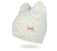 ZSYTF Bonnet tricoté tendance avec oreilles de chat pour femme - Bonnet chaud - Chapeau de ski en plein air - Coupe-vent, beige, taille unique