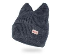 ZSYTF Bonnet tricoté tendance avec oreilles de chat pour femme - Bonnet chaud - Chapeau de ski en plein air - Coupe-vent, gris, taille unique