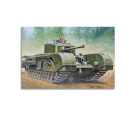 ZSZWHJ Poster de la Seconde Guerre mondiale sur toile représentant un char britannique Churchill MK VII - Impression sur toile - Décoration murale moderne pour chambre à coucher - 40 x 60 cm