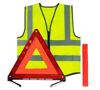 ZTBFHLZQ Triangle et Gilet Jaune pour Voiture, Triangle Voiture, Gilet de SéCurité, Kit Triangle de Signalisation, Triangle Pliable pour Voiture, Triangle D'Avertissement, avec Mallette de Rangement