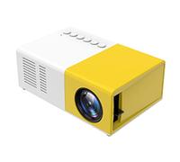 ZTBGY Mini projecteur, projecteur portable de dessin animé, cadeau pour enfants, projecteur de film en plein air, adapté pour home cinéma, avec interface HDMI USB et télécommande (jaune et blanc)