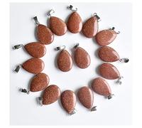 ZTBH Cristal de méditation Naturel 50pcs / lot Natural Water Drop Forme décorer Pierre de Cristal (Metal Color : Gold Sand Stone)