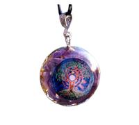 ZTBH Pendentif orgone Arbre de Vie Orgonite Pendentif Charoite Naturel Cristal Natural Quartz Énergie Chakra 7 Chakra avec Pendentif orgone en Pierre de Crista