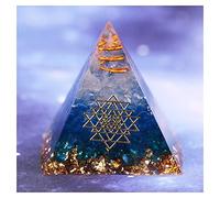 ZTBH Pyramide de Cristal Énergie Orgonite Pyramide Bleu Verre Gravel Cristaux de guérison (Taille : 8CM)