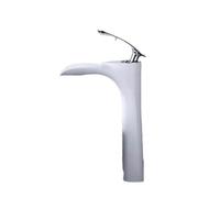 ZTCHSENZT Robinet De Lavabo Monotrou Tout Cuivre À Effet Cascade avec Vasque De Salle De Bain Chaude Et Froide (Blanc Et Argent Haut),White+Silver High