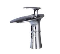 ZTCHSENZT Robinet De Salle De Bain Cascade en Cuivre Massif À Patine Noire, Installation Monotrou - Eau Chaude Et Froide (Argent),Silver