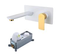 ZTCHSENZT Robinet De Salle De Bain en Cuivre Blanc, Robinet De Lavabo Mural Encastré avec Eau Chaude Et Froide Dissimulée, Livré avec Boîte (Platine avec Boîte),Platinum with Box