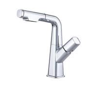 ZTCHSENZT Robinet Extractible Double Usage en Laiton Gris À Sept Caractères, Relevable, pour Lavabo De Salle De Bain, Carré Gris (Carré Argenté),Silver Square