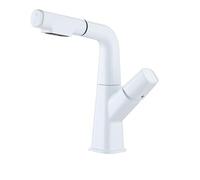 ZTCHSENZT Robinet Extractible Double Usage en Laiton Gris À Sept Caractères, Relevable, pour Lavabo De Salle De Bain, Carré Gris (Carré Blanc),White Square