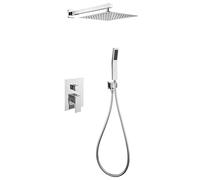 ZTCHSENZT Système De Douche, Ensemble De Robinetterie Murale 2 en 1 avec Douchette Et Pommeau De Douche Effet Pluie, Kit De Finition pour Baignoire Et Douche avec Bras D'Extension,Silver-10inch