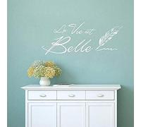 ZTcool Autocollant Mural en Vinyle avec Phrase de Motivation, Citation française, La Vie est Belle-Art, décoration d'intérieur, Blanc, 42x104cm