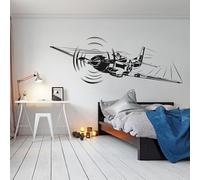 ZTcool Autocollant Mural en Vinyle de Chasseur allié de la Seconde Guerre Mondiale, thème de Guerre Militaire aérospatiale, décoration Murale pour Chambre d'enfant de garçon, 45x129 cm