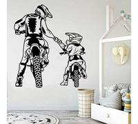 ZTcool Autocollant Mural en Vinyle Moto père et Fils, Autocollant de décoration pour Chambre à Coucher, Salon d'enfants, Motocross
