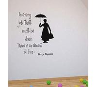 ZTcool Autocollant Mural en Vinyle Noir, 80x50 cm, Affiche Mary Poppins, décoration Murale pour la Maison, Salon, Chambre à Coucher, Phrase inspirante